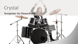  Presentation with drum - Slide set enhanced with young-female-drummer-starting background and a light gray colored foreground