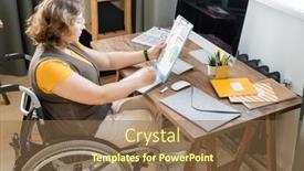  Presentation with monitor computer - Amazing PPT layouts having young-female-economist-in-casualwear backdrop and a tawny brown colored foreground