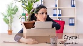  Presentation with employee - Presentation design consisting of young female employee being fired background and a  colored foreground