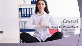  Presentation with exercises - Theme enhanced with young-female-employee-doing-exercises background and a sky blue colored foreground