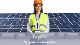  Presentation with solar - Presentation design enhanced with young-female-engineer background and a gray colored foreground