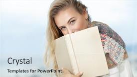  Presentation with novel - Colorful slides enhanced with young female enjoying good novel backdrop and a lemonade colored foreground