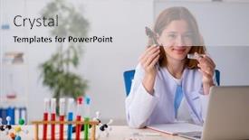  Presentation with lab - Slides consisting of young-female-entomologist-working background and a light gray colored foreground