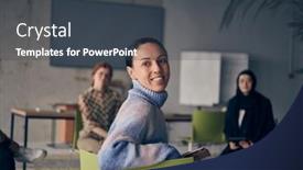  Presentation with female empowerment - Slide deck enhanced with young-female-entrepreneur-is-attentively background and a dark gray colored foreground