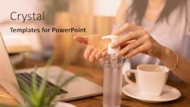  Presentation with disinfection - Colorful slides enhanced with young-female-entrepreneur-working backdrop and a coral colored foreground