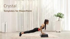  Presentation with step - Beautiful theme featuring young-female-exercising-push-ups backdrop and a lemonade colored foreground
