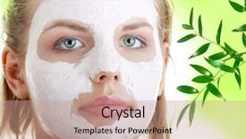  Presentation with green abstract - Slide deck consisting of young female face against abstract background and a  colored foreground