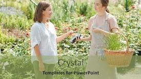  Presentation with credit card - Presentation design consisting of young-female-farmer-in-workwear background and a yellow colored foreground