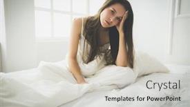  Presentation with pain - PPT layouts consisting of young-female-feeling-pain background and a light gray colored foreground