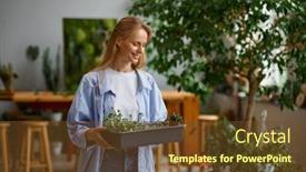  Presentation with worried young female college student - Slides enhanced with young-female-florist-worker-enjoying background and a tawny brown colored foreground