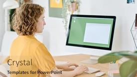  Presentation with trainee nurse sitting by female - Presentation theme having young-female-freelancer-or-designer background and a coral colored foreground