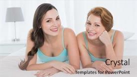  Presentation with teal - Presentation design consisting of young female friends in teal background and a  colored foreground