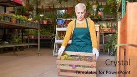  Presentation with nursery - Slide deck enhanced with young-female-gardener background and a coral colored foreground