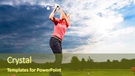  Presentation with golf course - Audience pleasing slide deck consisting of young female golf player backdrop and a tawny brown colored foreground