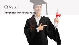  Presentation with certificate - Theme featuring young-female-graduate-holding background and a white colored foreground