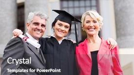  Presentation with parents - Colorful PPT theme enhanced with senior graduation - beautiful young female graduate backdrop and a dark gray colored foreground