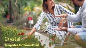  Presentation with guide questions - Slide set having young-female-guide-answering background and a tawny brown colored foreground