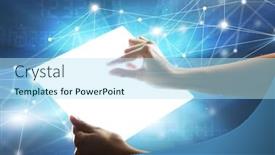  Presentation with numbers - PPT layouts with young-female-hand-holding background and a arctic colored foreground