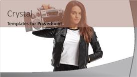  Presentation with shoulder - Presentation theme having young-female-holding-a-boombox background and a coral colored foreground