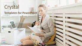  Presentation with baby sitting - Beautiful slide deck featuring young female holding sleeping baby backdrop and a lemonade colored foreground