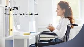  Presentation with trainee nurse sitting by female - Beautiful PPT theme featuring young female in office attire backdrop and a  colored foreground