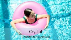  Presentation with swimming pool - Amazing presentation having young female in pink buoy backdrop and a arctic colored foreground