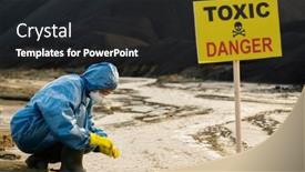  Presentation with announcing - Audience pleasing slide deck consisting of young-female-in-protective-coveralls backdrop and a dark gray colored foreground