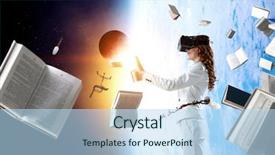  Presentation with mixed reality - Beautiful slide deck featuring young female in virtual reality backdrop and a  colored foreground