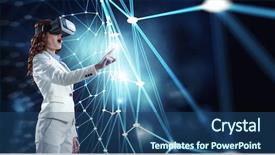  Presentation with mixed reality - Cool new slide deck with young female in virtual reality backdrop and a  colored foreground