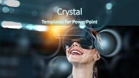  Presentation with mixed reality - Presentation design consisting of young female in virtual reality background and a ocean colored foreground