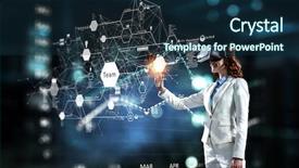  Presentation with mixed reality - Amazing presentation theme having young female in virtual reality backdrop and a  colored foreground