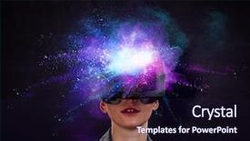  Presentation with mixed reality - Presentation consisting of young female in virtual reality background and a  colored foreground