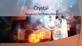  Presentation with mixed reality - PPT theme having young female in virtual reality background and a  colored foreground
