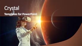  Presentation with mixed reality - Presentation design consisting of young female in virtual reality background and a  colored foreground