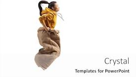  Presentation with female - Presentation design having young-female-jumping-inside background and a white colored foreground