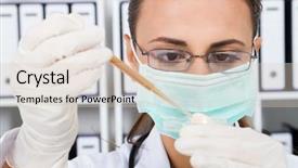  Presentation with green science - Beautiful PPT layouts featuring young female lab technician conducting backdrop and a  colored foreground