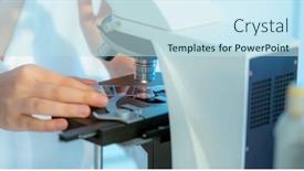  Presentation with medical assistant - PPT theme having young-female-laboratory-assistant-sets background and a sky blue colored foreground