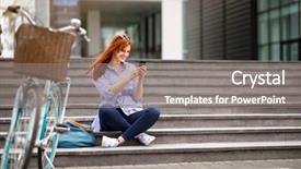  Presentation with brain and cell phone radiation - Presentation theme having young female looking in cell background and a  colored foreground