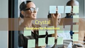  Presentation with notepaper - PPT theme consisting of young-female-manager-making-notes background and a tawny brown colored foreground