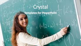  Presentation with math teacher - Cool new PPT layouts with young female math teacher backdrop and a seafoam green colored foreground