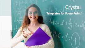  Presentation with math teacher - Colorful presentation theme enhanced with young female math teacher backdrop and a teal colored foreground