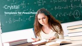  Presentation with math teacher - Theme with young female math teacher background and a ocean colored foreground