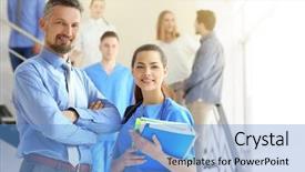  Presentation with medical student - Presentation with young female medical student background and a teal colored foreground