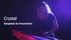  Presentation with young children playing - PPT theme enhanced with young female musician playing piano background and a navy blue colored foreground