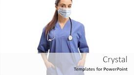  Presentation with mask nurse - Amazing PPT theme having young-female-nurse-wearing backdrop and a white colored foreground