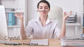  Presentation with secretary - PPT layouts enhanced with young-female-office-manager background and a soft green colored foreground