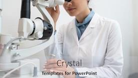  Presentation with ophthalmologist - Colorful presentation enhanced with young-female-ophthalmologist-in-whitecoat backdrop and a lemonade colored foreground