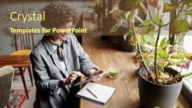  Presentation with cafe - Presentation theme featuring young-female-owner-of-cafe background and a tawny brown colored foreground