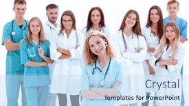  Presentation with paramedic - Audience pleasing slide set consisting of young-female-paramedic-standing backdrop and a sky blue colored foreground