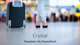  Presentation with flight - Audience pleasing PPT theme consisting of young-female-passenger backdrop and a light blue colored foreground